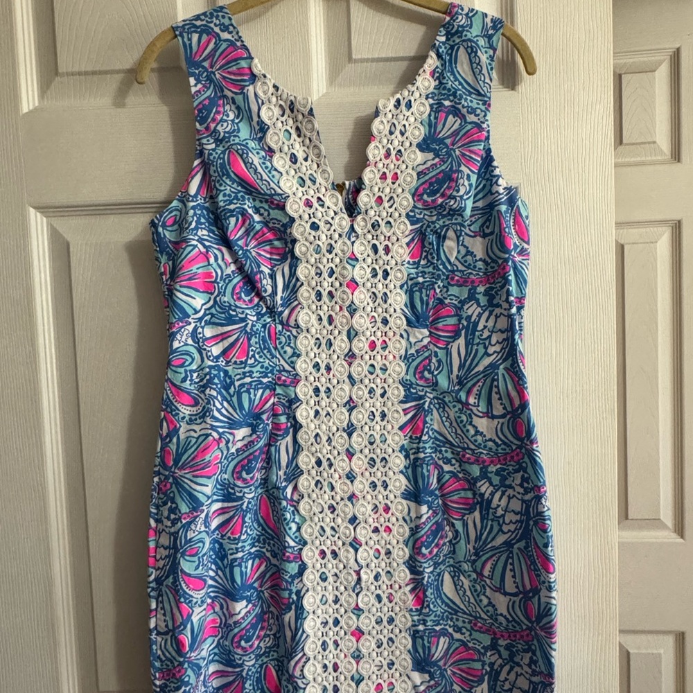 Lilly Pulitzer for Target Blue & Pink Paisley Mini Dress with White Lace Panel